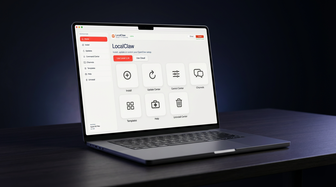 LocalClaw app — Home screen