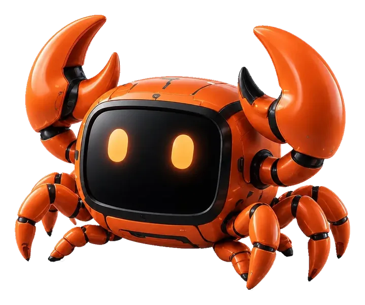 LocalClaw mascot, orange robot crab